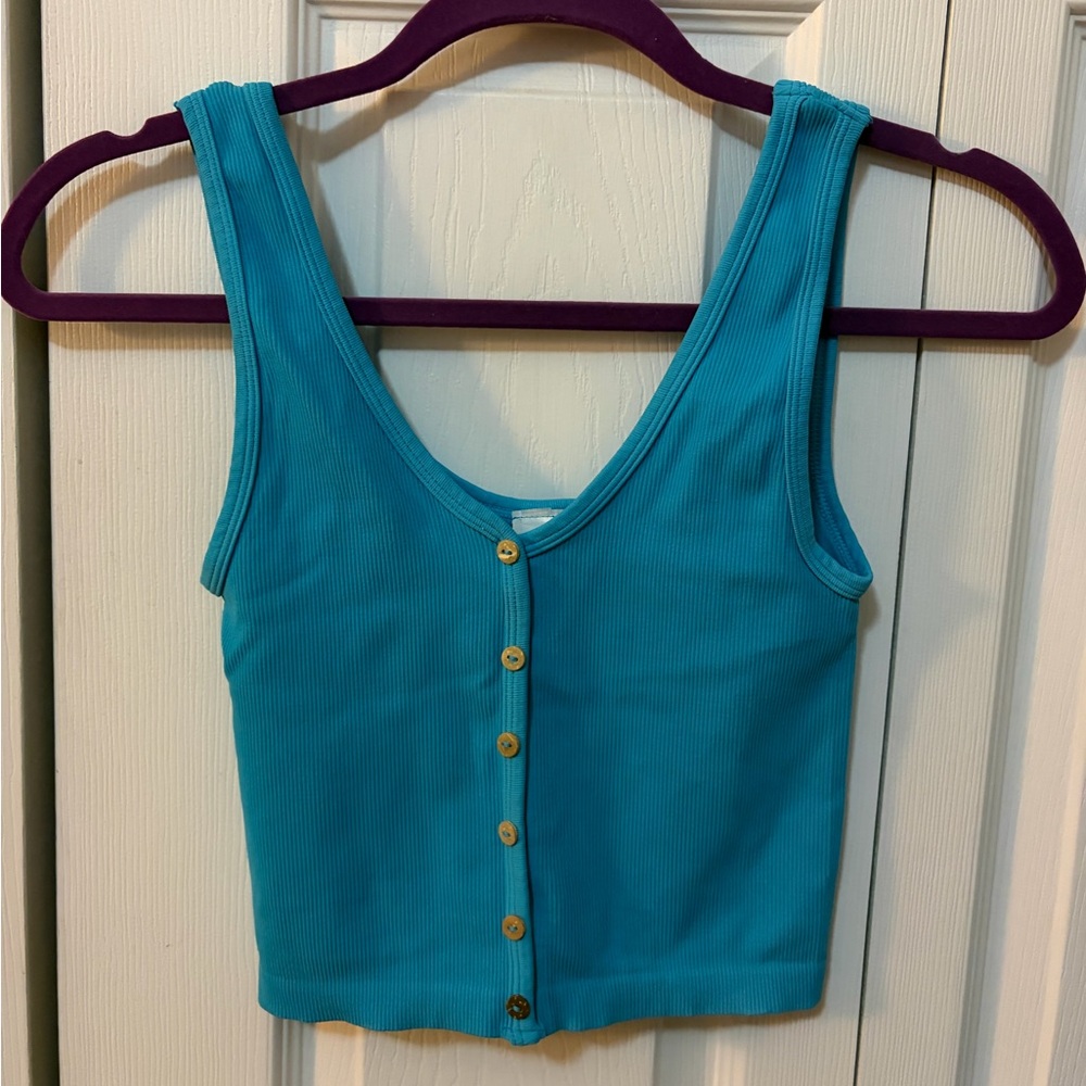 Nikibiki Light Blue Button-Up Tank Top